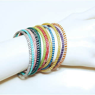 Bijoux Africains Bracelet Jokko Plastique Recycl Tendance Ethniques Mix Multicolore Lot de 12 - Mali 040 b