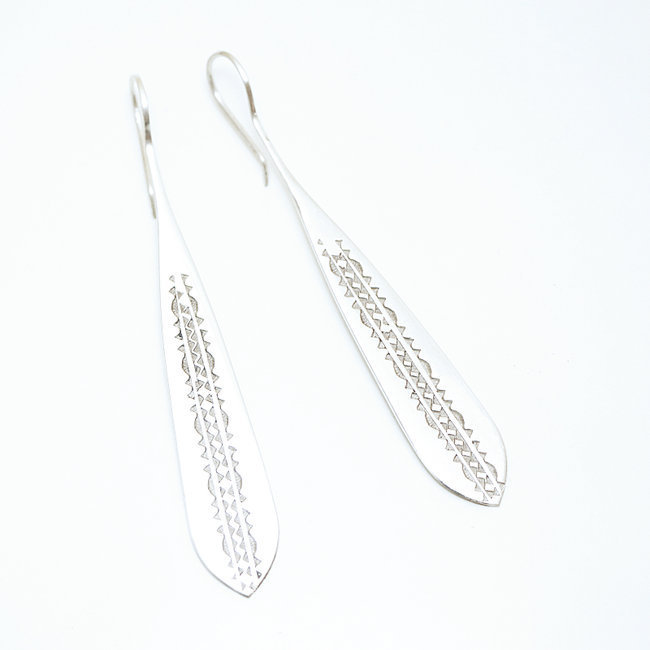 Boucles d'oreilles argent massif 925 touareg longues - Niger 002