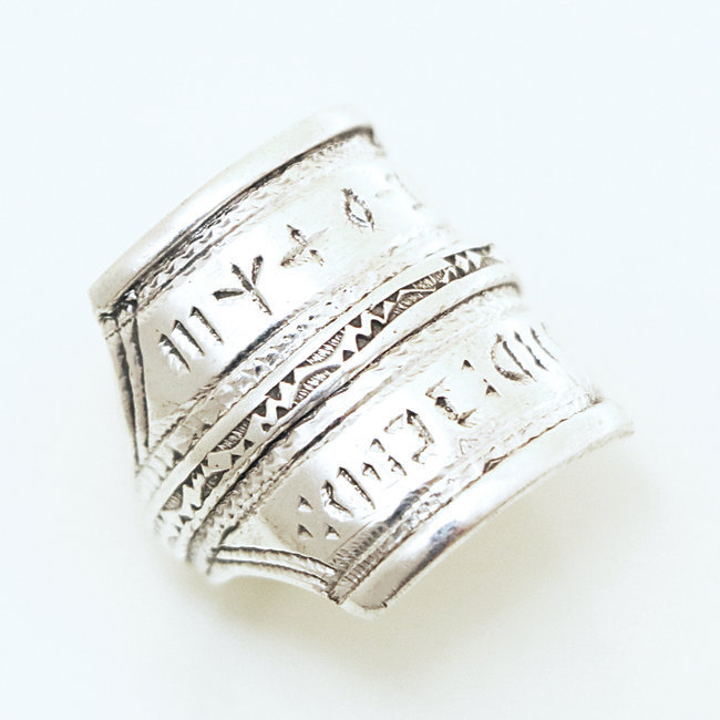 Bague argent massif 925 touareg chevalière carrée Tifinagh - Niger 017