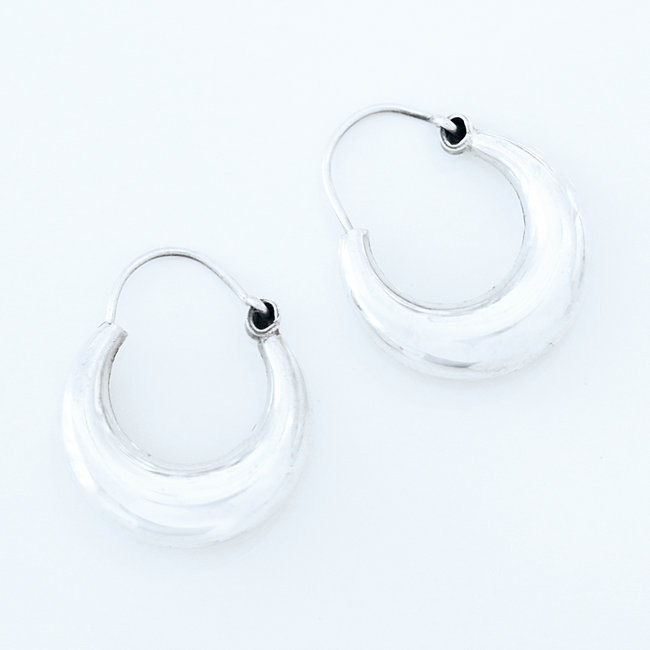 Boucles d'oreilles argent 925 créoles bombées - 2 cm - Népal 009 