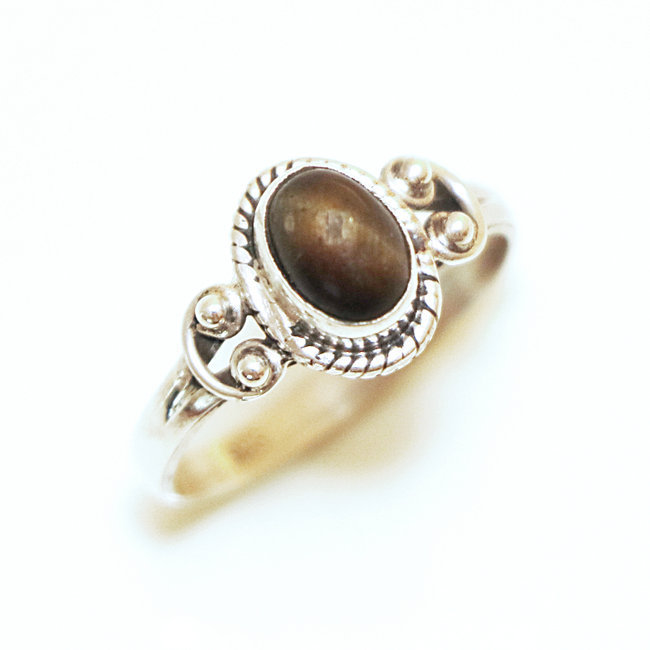 Bague fine filigranes argent 925 et Labradorite - Inde 023