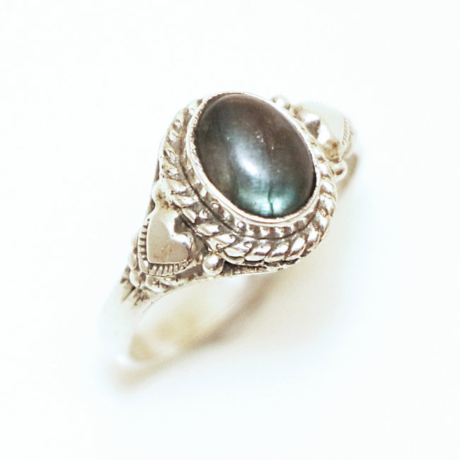 Bague fine filigranes argent 925 et Labradorite - Inde 028