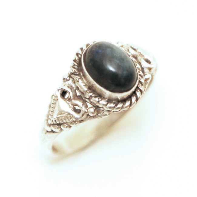 Bague fine filigranes argent 925 et Labradorite - Inde 029