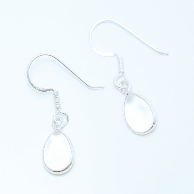 Boucles d'oreilles argent massif 925 gouttes et Cristal - Inde 001