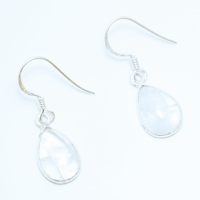 Boucles d'oreilles gouttes argent 925 et Pierre de Lune - Inde 002