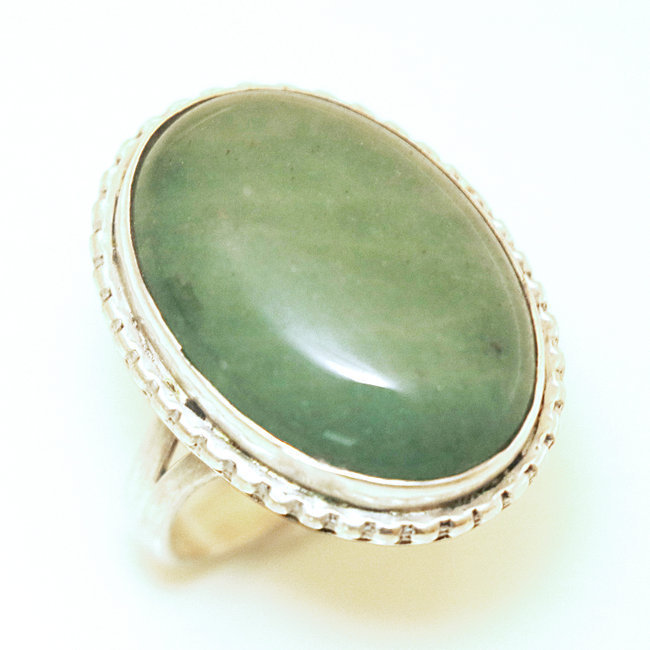 Bague ovale filigranes argent 925 et Aventurine - Inde 046