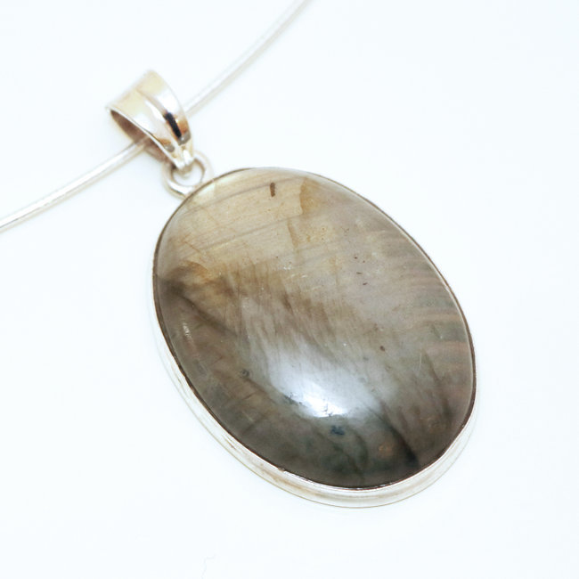 Pendentif ovale en argent 925 et Labradorite - Inde 002