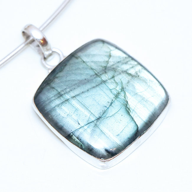 Pendentif en argent 925 carré et Labradorite - Inde 065