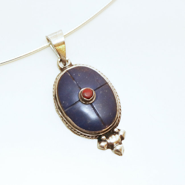 Pendentif tibétain ovale Lapis-Lazuli - Népal 021