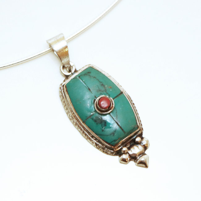 Pendentif tibétain bouddhiste Turquoise - Népal 032