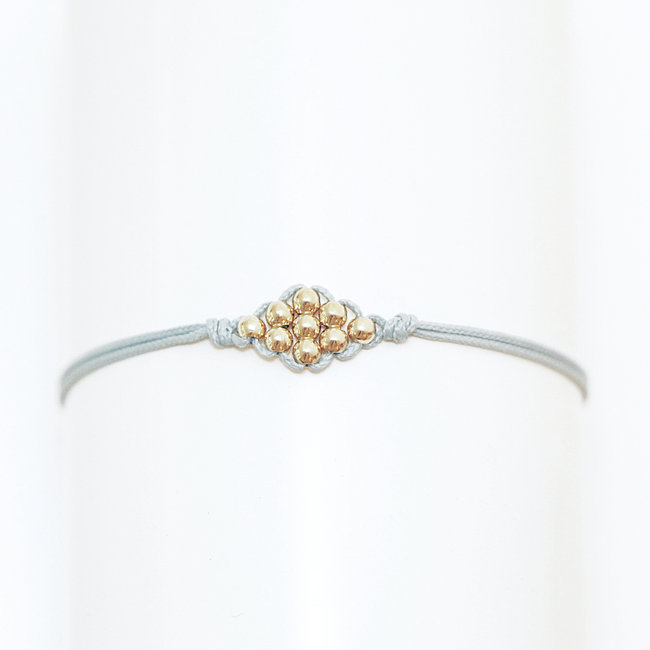 Bracelet lien-cordon perles plaqué or bleu lagon - By Johanne 009