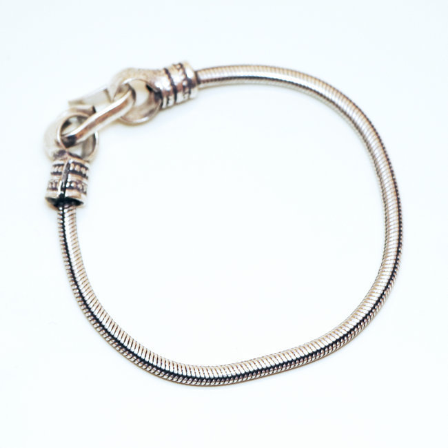 Bracelet chaîne snake serpent rond argenté 2 mm - Inde 001
