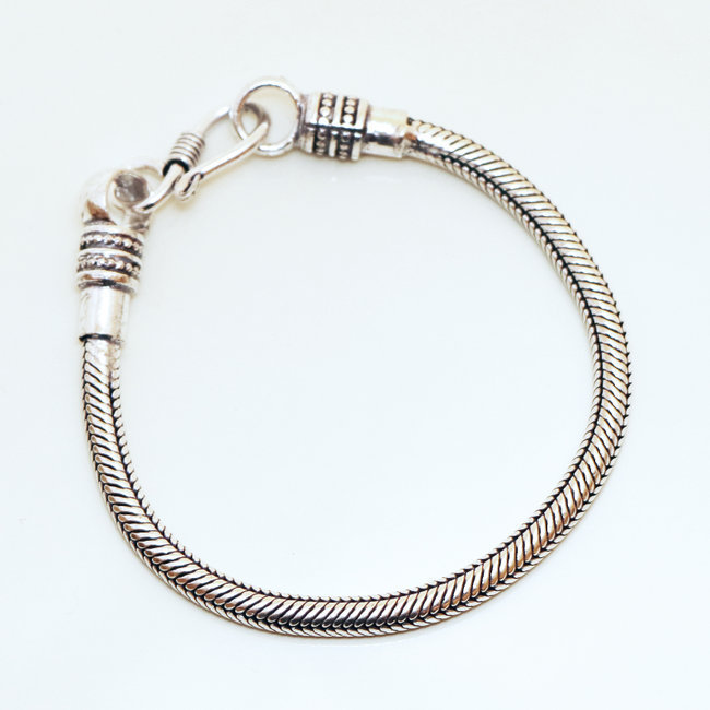 Bracelet chaîne snake serpent rond argenté 4 mm - Inde 002