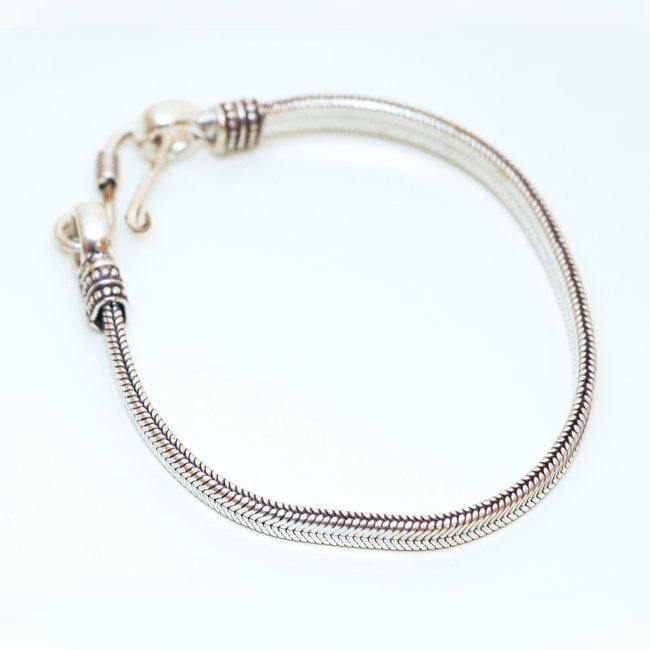 Bracelet chaîne snake serpent plat argenté 5 mm - Inde 003