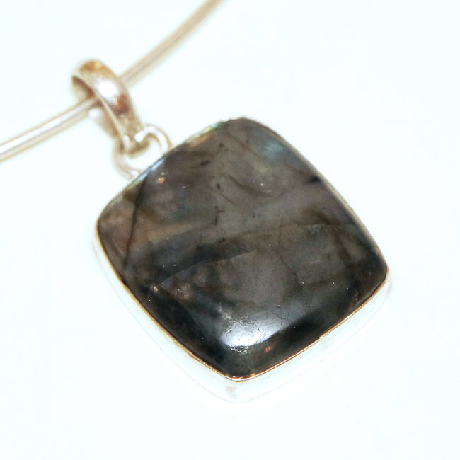 Pendentif en argent 925 rectangle et Labradorite - Inde 069