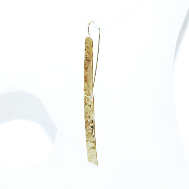 Boucles d'oreilles bronze doré tiges martelées - Mali 014