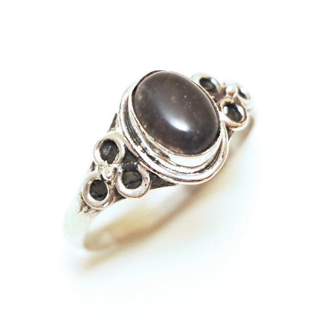 Bague fine filigranes argent 925 et Labradorite - Inde 027