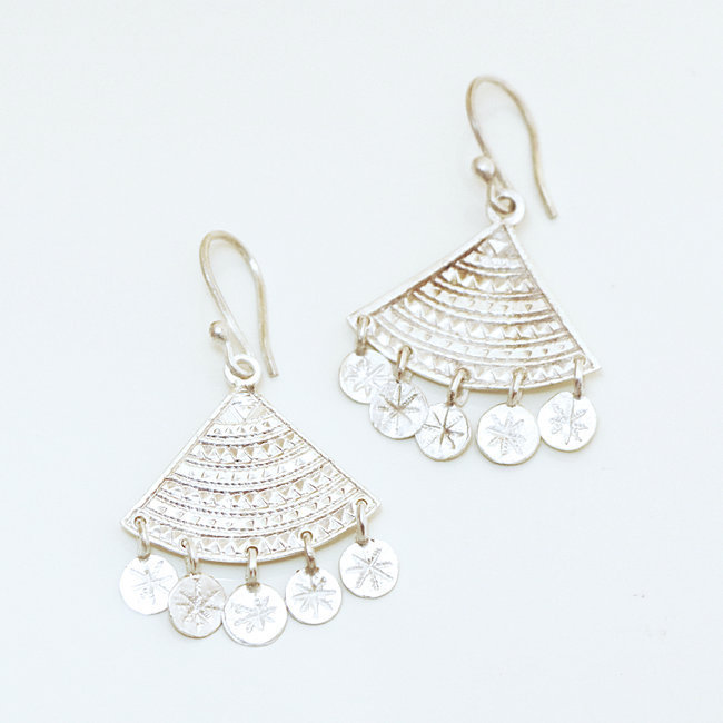 Boucles d'oreilles touareg pendantes pampilles argent 925 - Ombre Claire 001