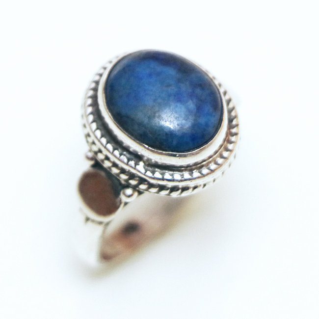 Bague fine ovale filigranes argent 925 et Lapis-Lazuli - Inde 064