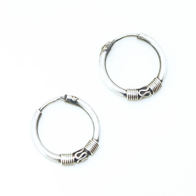 Boucles d'oreilles créoles filigranes argent 925 - Népal 015