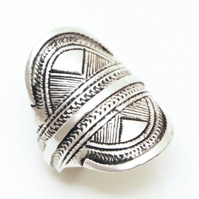 Bague argent massif 925 touareg bandeau - Niger 133