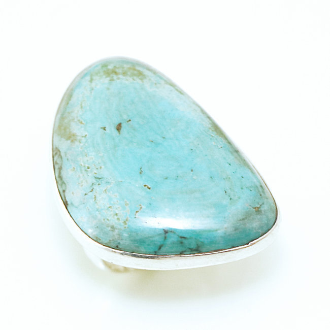 Bague druzy argent 925 et Turquoise brute naturelle - Népal 061