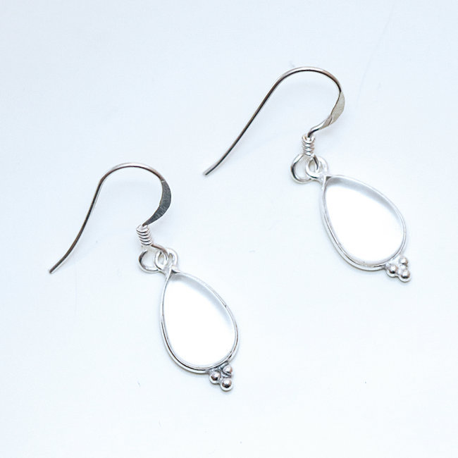 Boucles d'oreilles argent massif 925 gouttes et Cristal - Inde 021