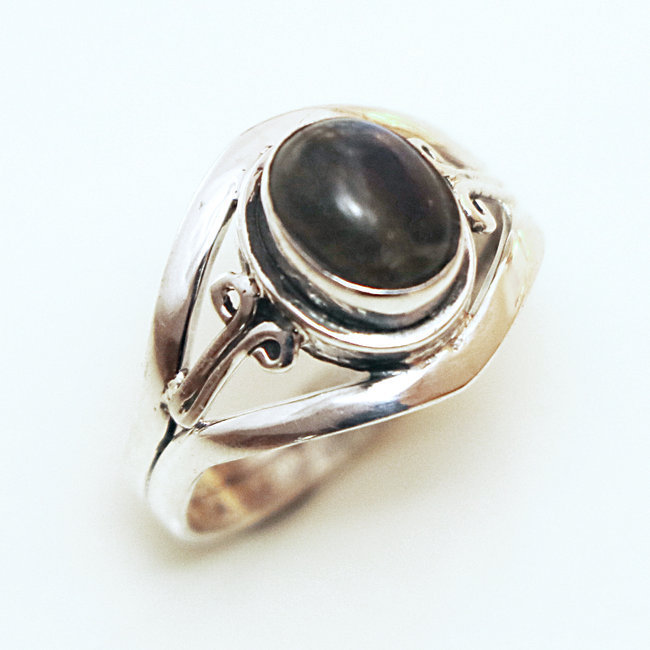 Bague fine filigranes argent 925 et Labradorite - Inde 062