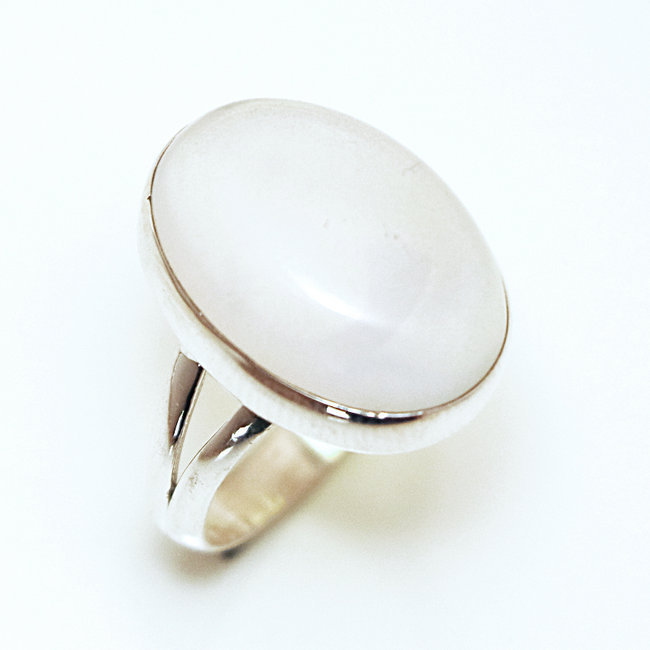 Bague ovale cabochon argent 925 et Opaline - Inde 061