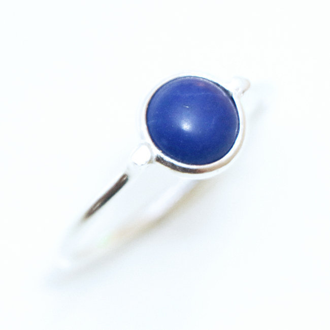 Bague fine ronde argent 925 et Lapis-Lazuli - Inde 102