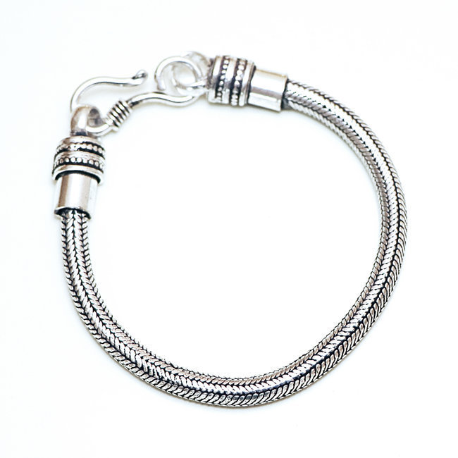 Bracelet chaîne snake rond serpent argenté 5 mm - Inde 036