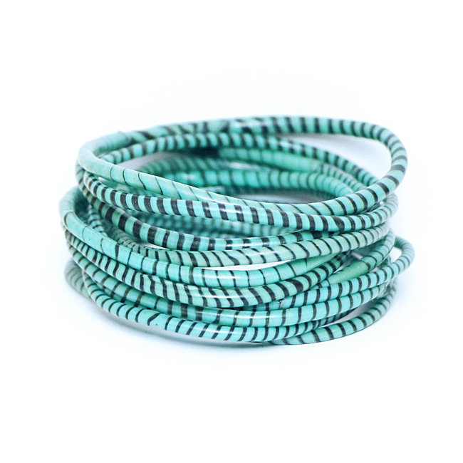 Lot de 12 bracelets Jokko en plastique recyclé Vert mers du Sud - Mali 005