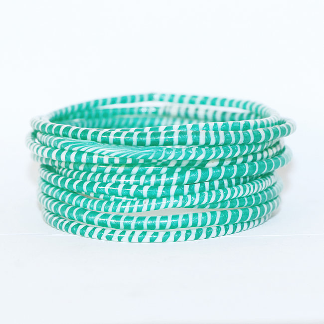 Lot de 12 bracelets Jokko en plastique recyclé Vert menthe - Mali 011