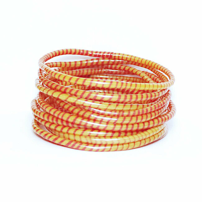 Lot de 12 bracelets Jokko en plastique recyclé Orange tangerine - Mali 028