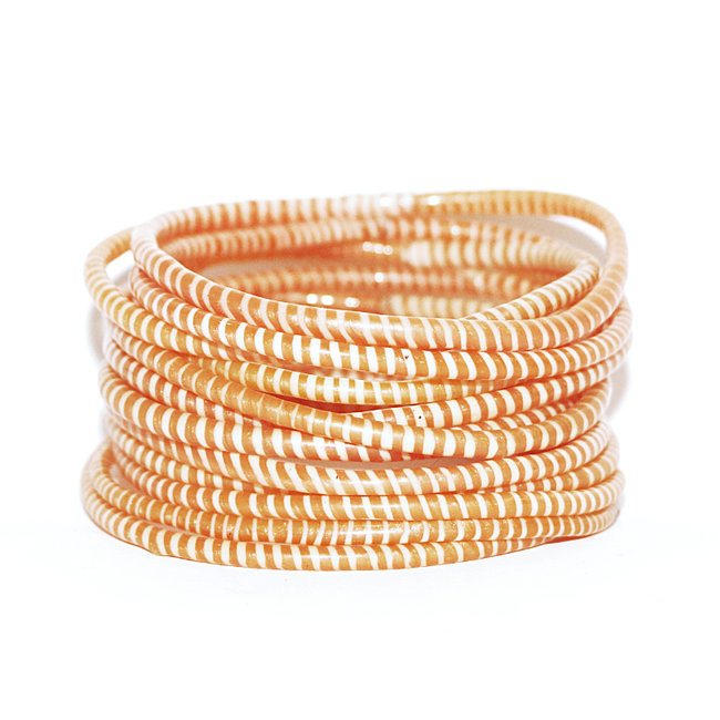 Lot de 12 bracelets Jokko en plastique recyclé Orange mandarine - Mali 030