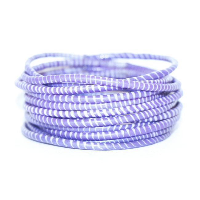 Lot de 12 bracelets Jokko en plastique recyclé Violet Améthyste - Mali 033