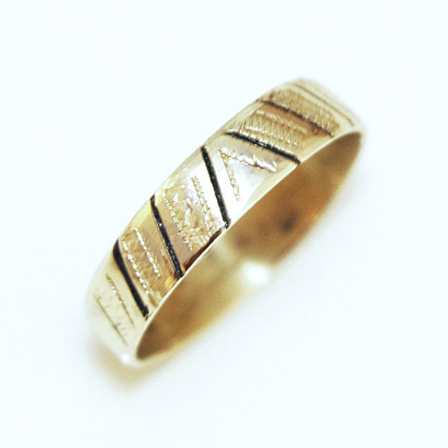 Bague bronze doré anneau fin et ébène - Mauritanie 005