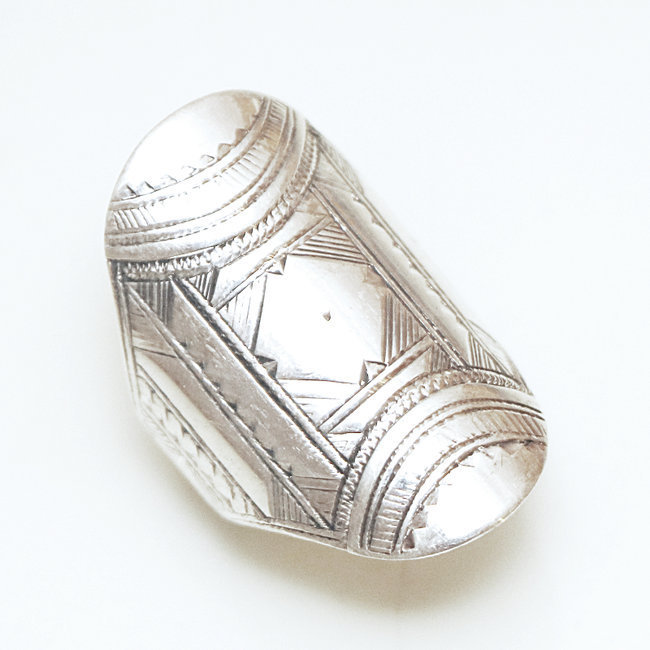 Bague argent massif 925 touareg longue navette - Niger 139