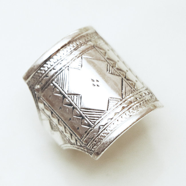 Bague argent massif 925 touareg chevalière rectangle - Niger 142