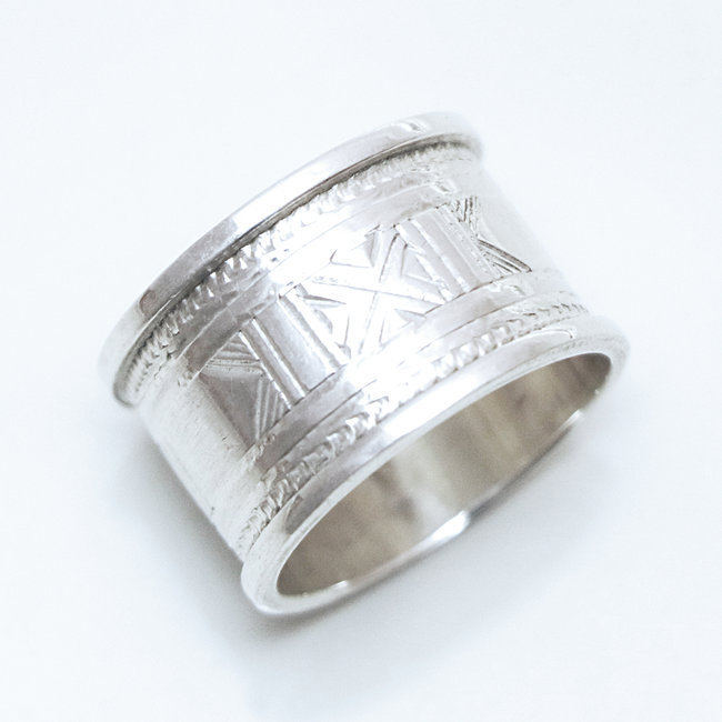 Bague argent massif 925 touareg anneau-alliance large - Niger 157