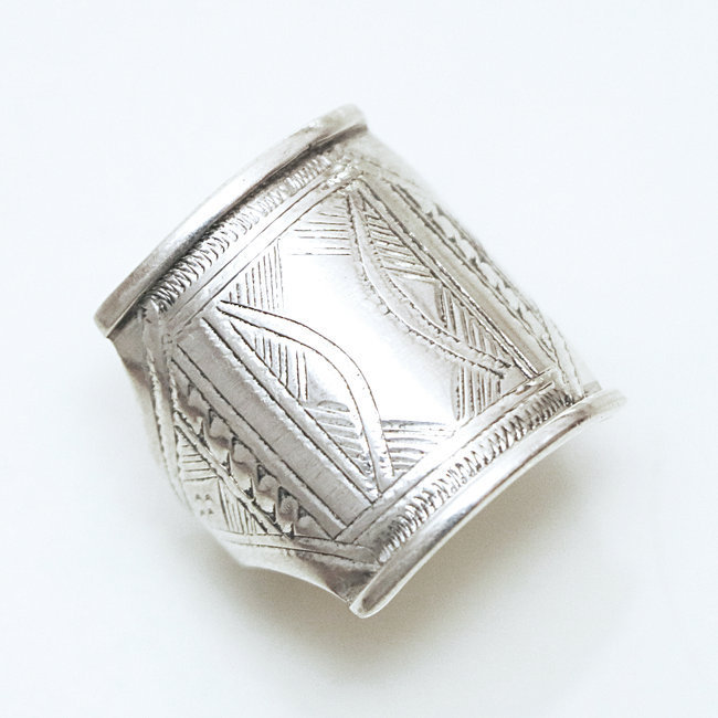 Bague argent massif 925 touareg carrée chevalière - Niger 168