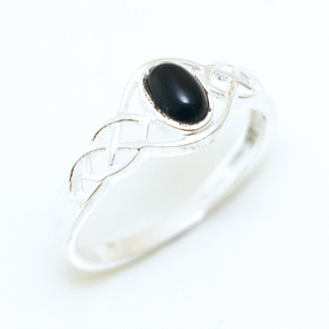 Bague fine ovale filigranes argent 925 et Onyx - Inde 108