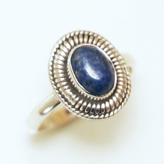 Bague ovale filigranes en argent 925 et Lapis-Lazuli - Inde 125