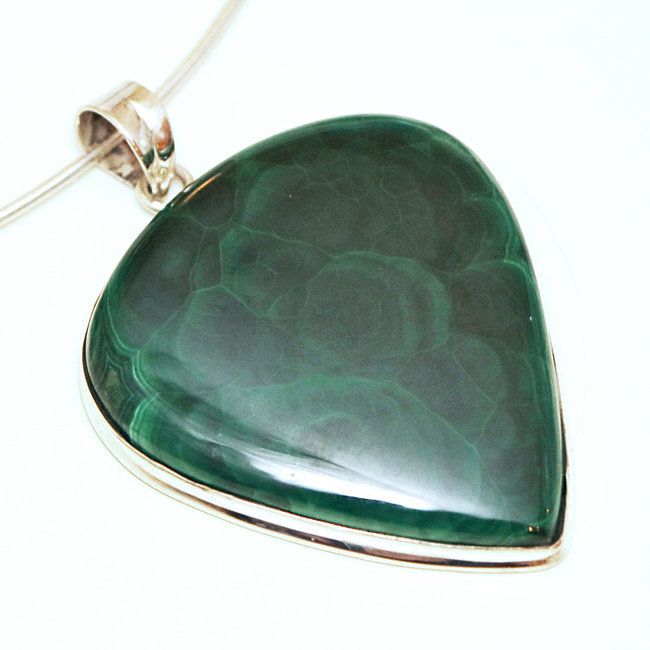 Pendentif en argent 925 goutte et Malachite - Inde 076