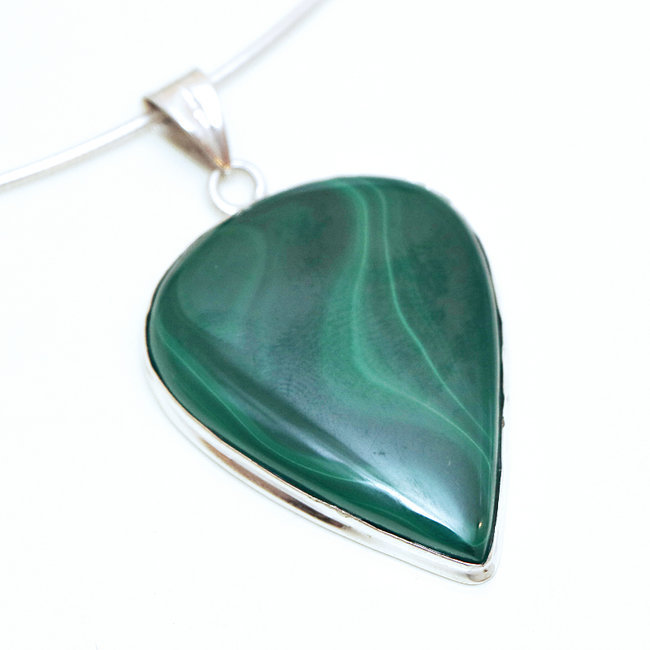 Pendentif en argent 925 goutte et Malachite - Inde 078