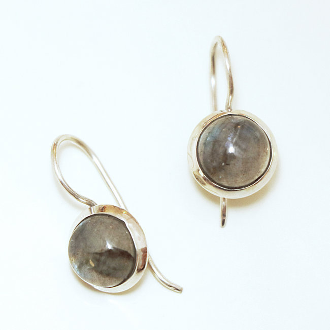 Boucles d'oreilles gouttes filigranes argent 925 et Labradorite - Inde 031