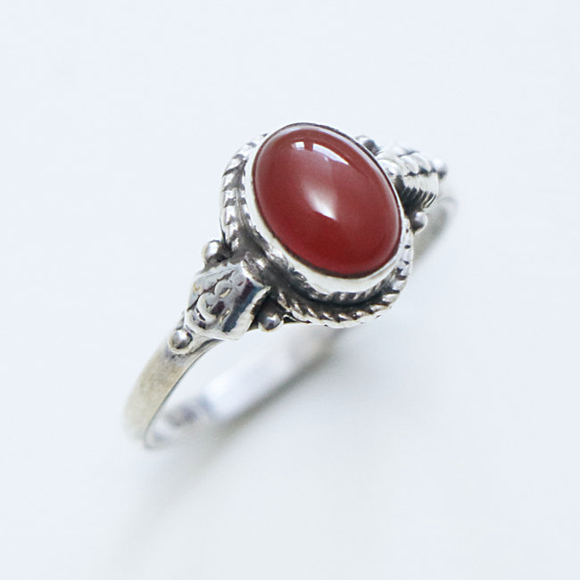 Bague fine ovale argent 925 et Cornaline - Inde 152