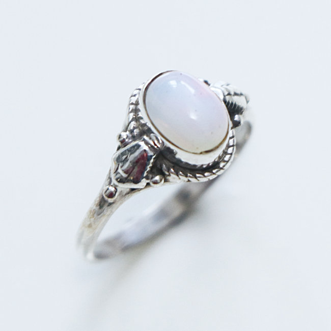 Bague fine ovale argent 925 et Opaline - Inde 152