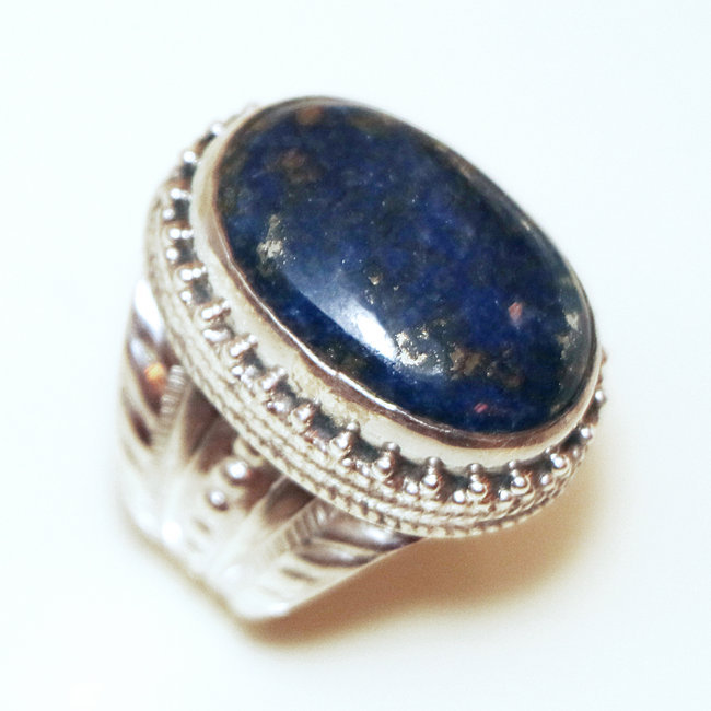 Bague chevalière ovale argent 925 et Lapis-Lazuli - Népal 187