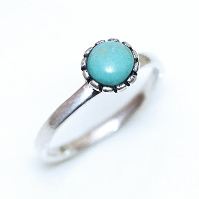 Bague ronde filigranes argent 925 et Turquoise naturelle - Inde 194